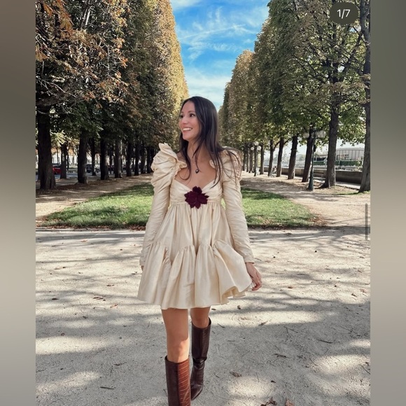 Zimmermann Kaleidoscope Floral Appliqué Silk Long Sleeve Mini Dress AU 0 US4 NWT - Picture 9 of 13